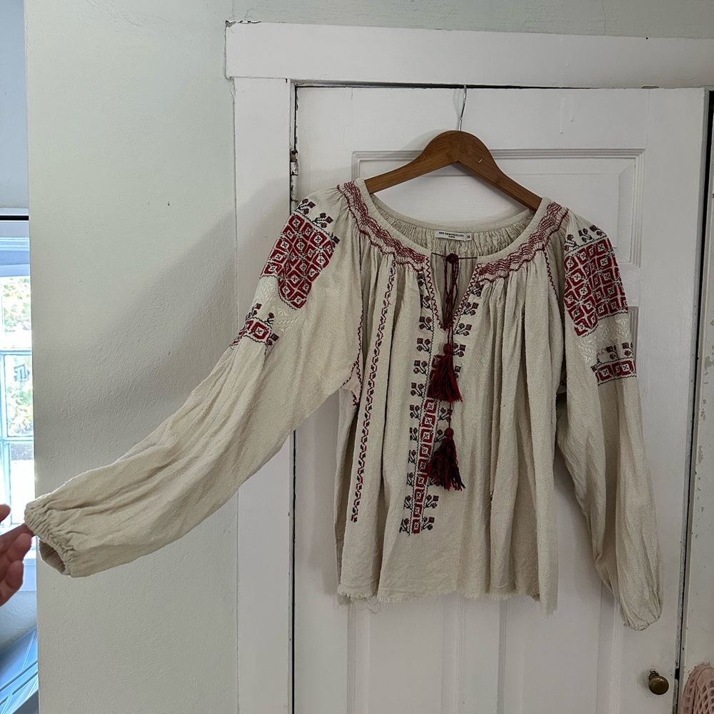 Mes demoiselles raw silk embroidered shirt